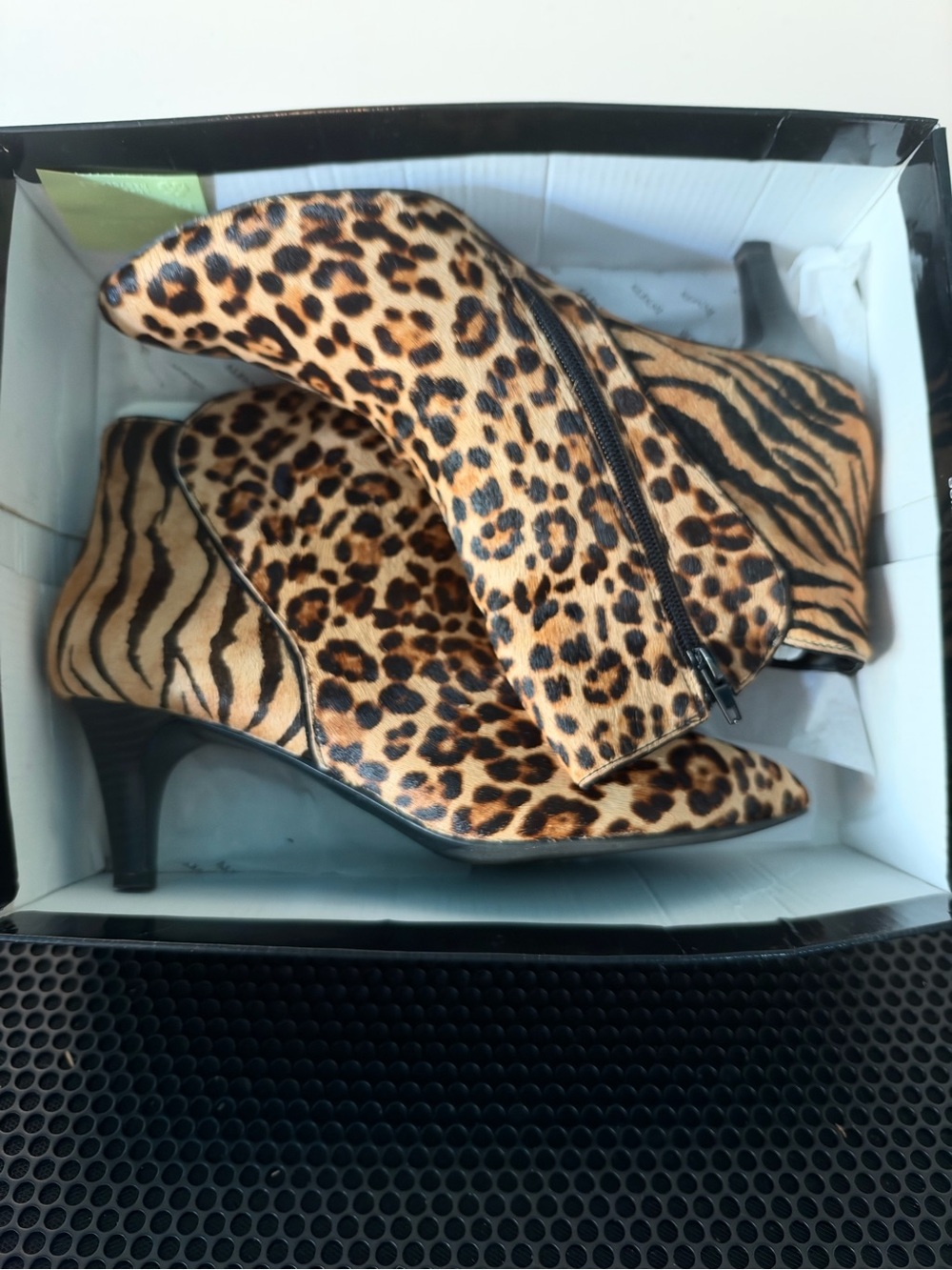 Alfani Leopard & Tiger Print Ankle Booties - Brown/Black